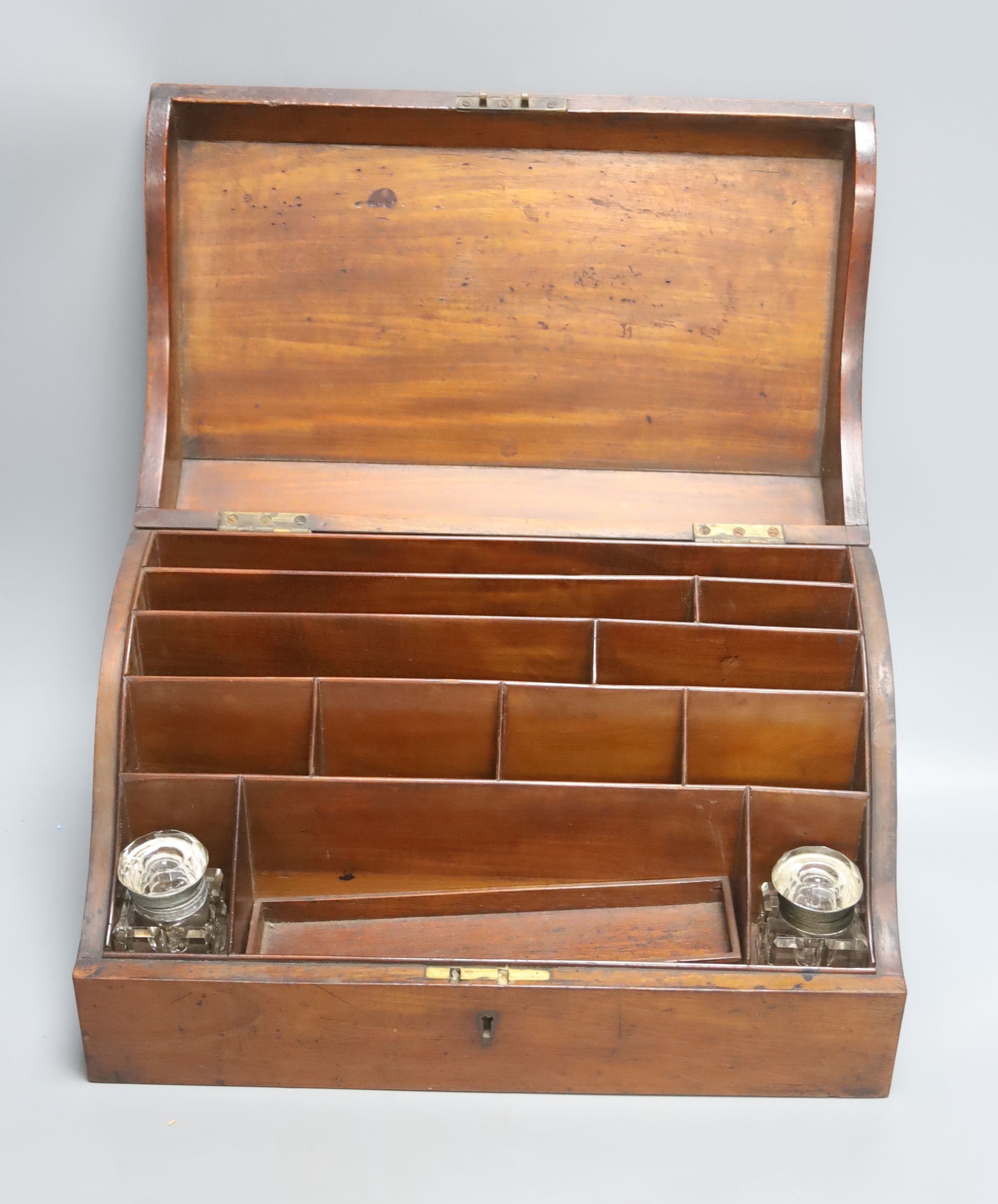 A Victorian mahogany stationery box, 36 x 23cm, and a Victorian mahogany tea caddy